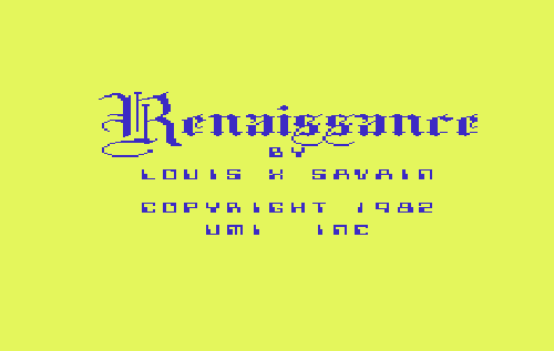 Renaissance title screen for Vic-20